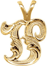 14K Yellow Medium Initial V Pendant