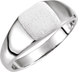 14K White 7 mm Square Signet Ring