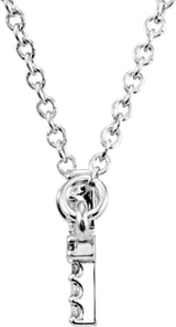 Sterling Silver .07 CTW Natural Diamond Sideways Cross 16-18" Necklace