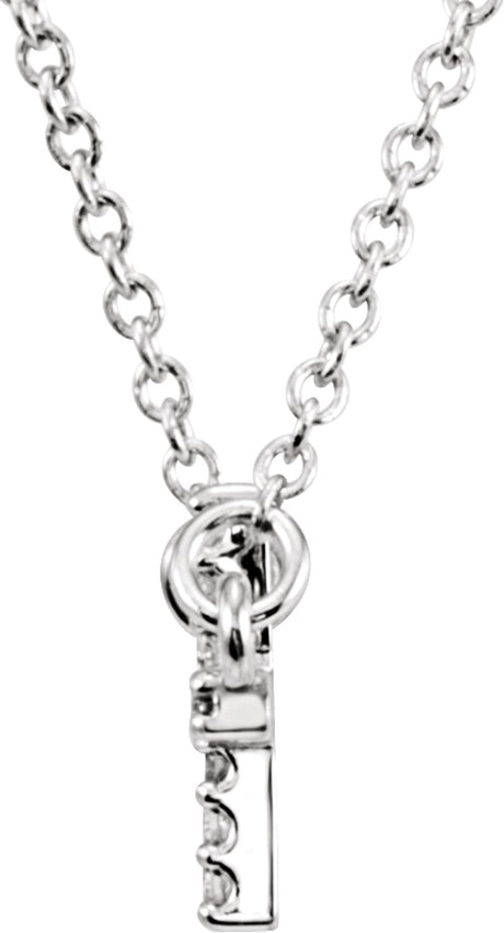 14K White Gold .07 CTW Natural Diamond Sideways Cross 16-18" Necklace