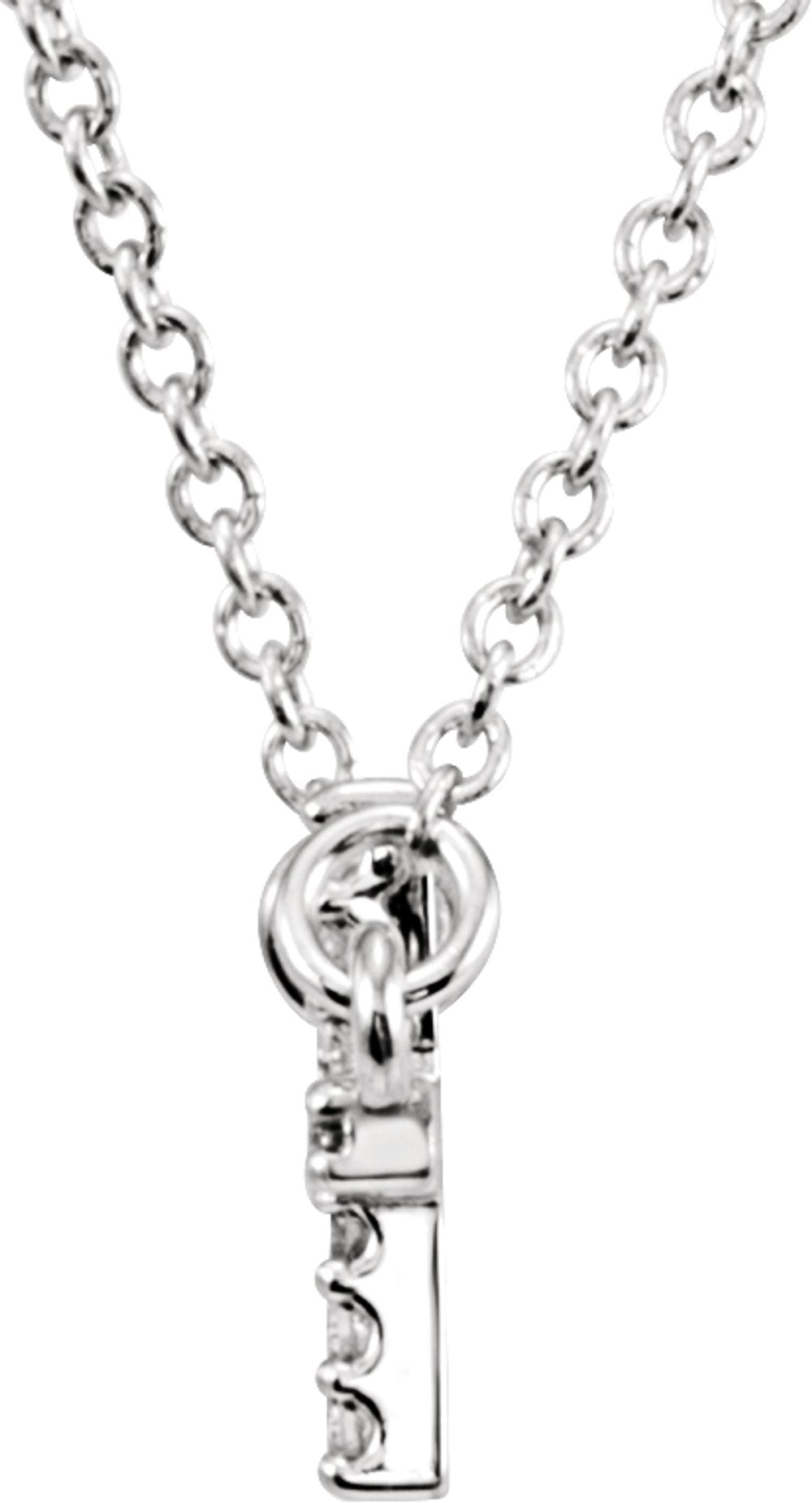 14K White Gold .07 CTW Natural Diamond Sideways Cross 16-18" Necklace
