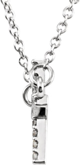 14K White Gold .08 CTW Natural Diamond Sideways Cross 16-18" Necklace