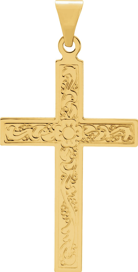14K Yellow Gold 36.8x18 mm Cross Pendant