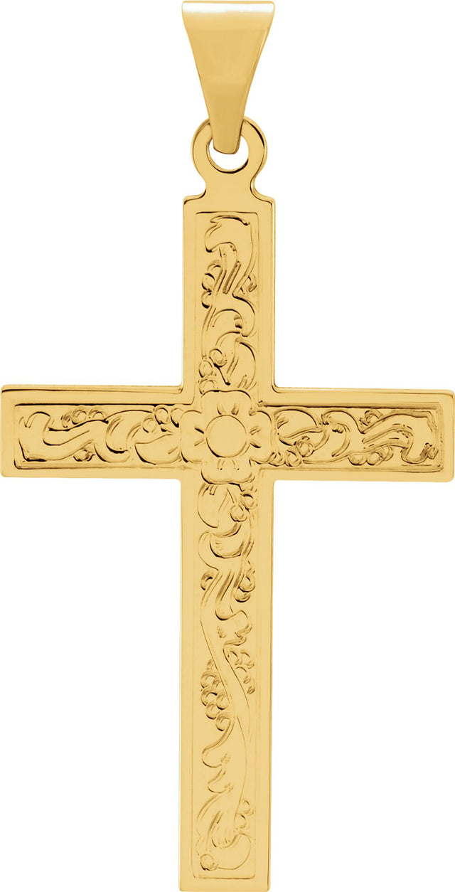 18K Yellow 28x18 mm Cross Pendant