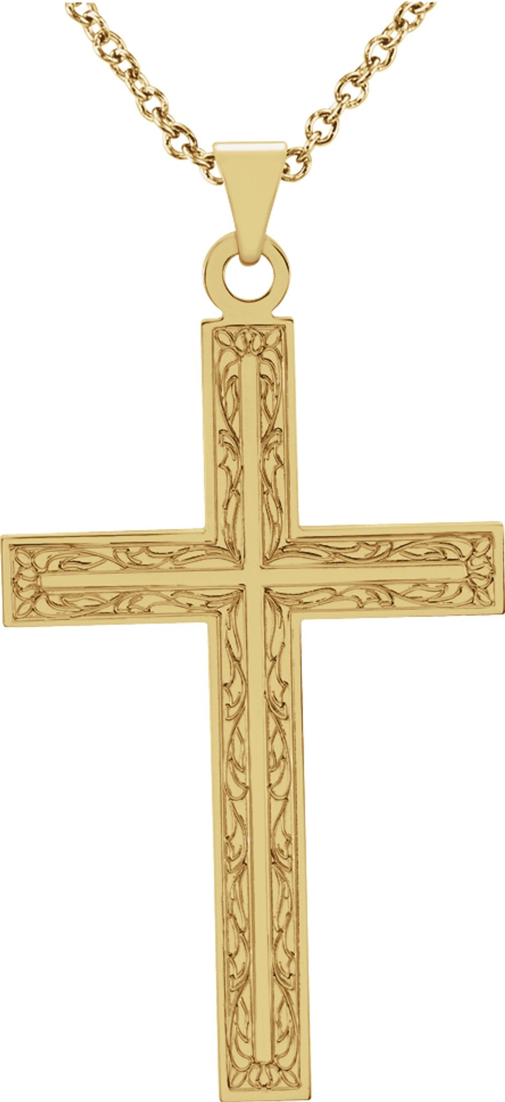 14K Yellow 18x12 mm Cross 18" Necklace