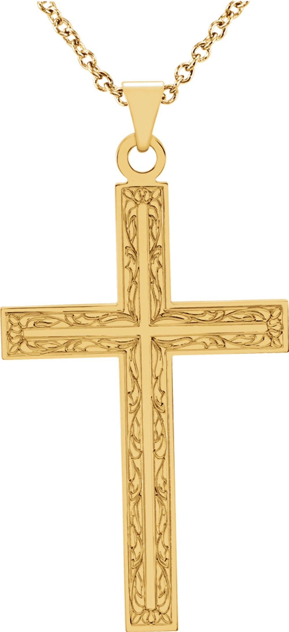 14K Yellow 28x18 mm Cross 18" Necklace