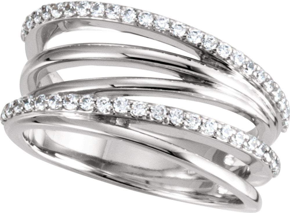 14K White 3/8 CTW Natural Diamond Ring