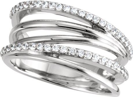 14K White 3/8 CTW Natural Diamond Ring