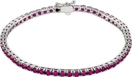 14K White Lab-Grown Ruby Line 7.25" Bracelet