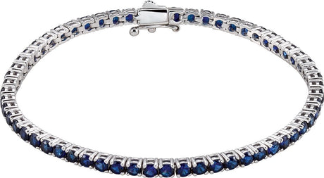 14K White Gold Lab-Grown Blue Sapphire Line 7.25" Bracelet
