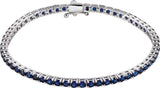 14K White Lab-Grown Blue Sapphire Line 7.25" Bracelet