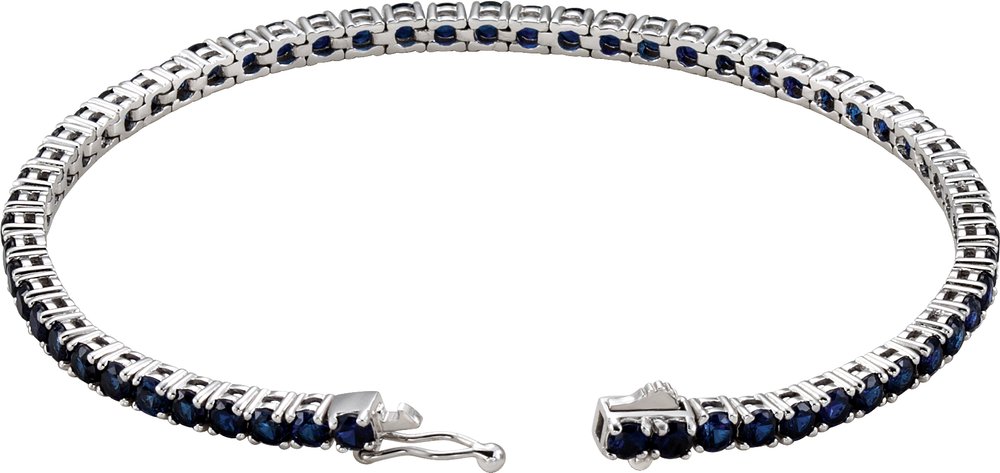 14K White Gold Lab-Grown Blue Sapphire Line 7.25" Bracelet