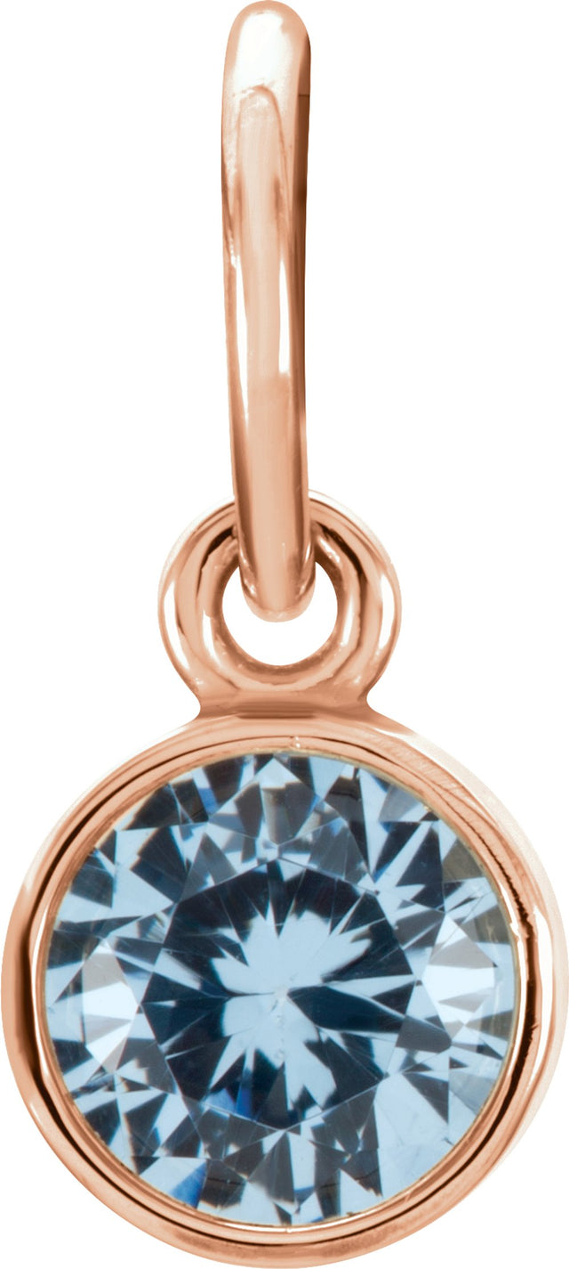 14K Rose Posh Mommy® Imitation Aquamarine Charm