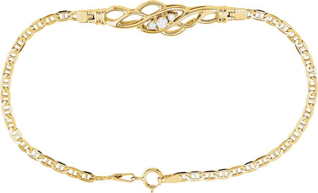 14K Yellow Gold 1/8 CTW Natural Diamond 7" Bracelet