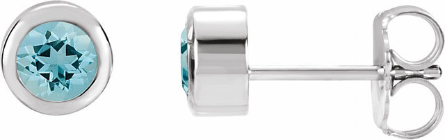 14K White Gold Natural Aquamarine Bezel-Set Earrings