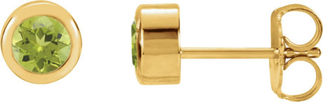 14K Yellow Gold Natural Peridot Bezel-Set Earrings