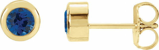 14K Yellow Gold Lab-Grown Blue Sapphire Bezel-Set Earrings