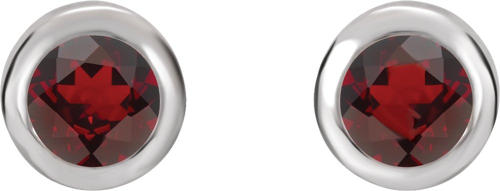 Rhodium-Plated Sterling Silver Imitation Mozambique Garnet Bezel-Set Earrings