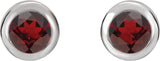 Rhodium-Plated Sterling Silver Imitation Mozambique Garnet Bezel-Set Earrings