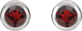 Rhodium-Plated Sterling Silver Imitation Mozambique Garnet Bezel-Set Earrings
