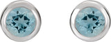 Rhodium-Plated Sterling Silver Natural Aquamarine Bezel-Set Earrings