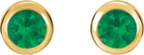 14K Yellow Gold Lab-Grown Emerald Bezel-Set Earrings