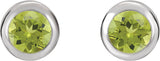 14K White Gold Natural Peridot Bezel-Set Earrings