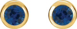 14K Yellow Gold Lab-Grown Blue Sapphire Bezel-Set Earrings