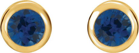 14K Yellow Gold Lab-Grown Blue Sapphire Bezel-Set Earrings