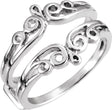 14K White Scroll Ring Guard
