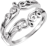 14K White Scroll Ring Guard