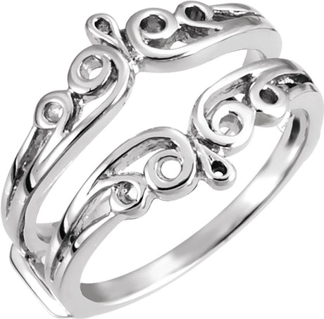 14K White Scroll Ring Guard