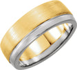 14K Yellow/White 6.75 mm Flat Edge Band with Polished & Satin Finish Size 10