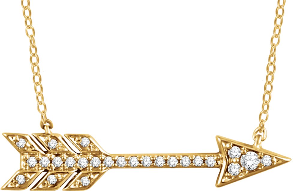 14K Yellow 1/10 CTW Natural Diamond Arrow 18" Necklace