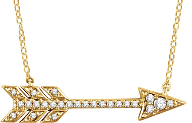 14K Yellow 1/10 CTW Natural Diamond Arrow 18" Necklace