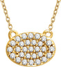 14K Yellow Gold 1/5 CTW Natural Diamond Cluster 16-18" Necklace