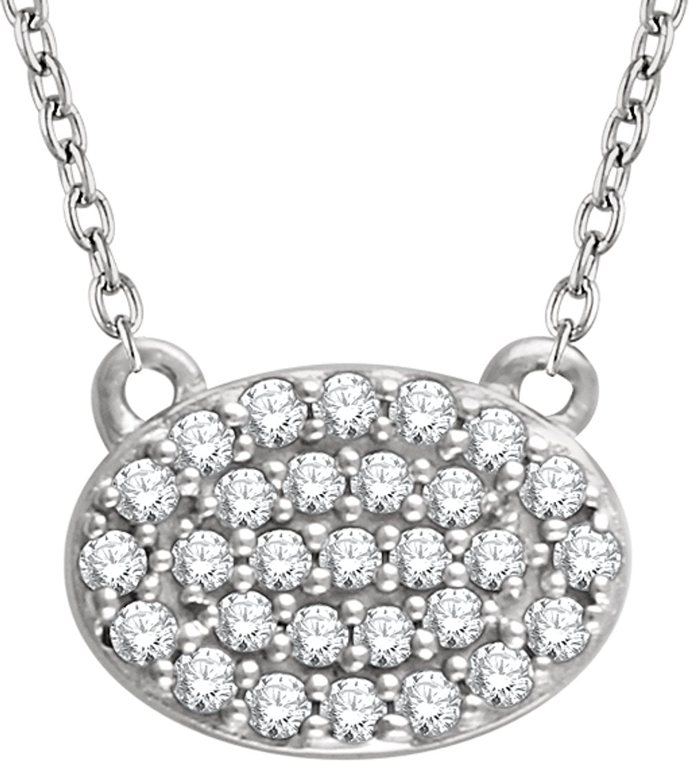 14K White 1/5 CTW Natural Diamond Cluster 16-18" Necklace