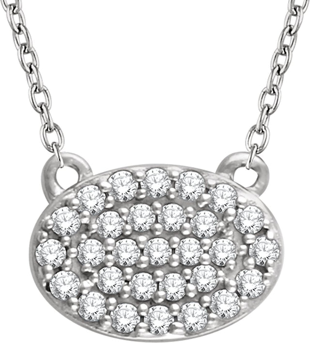 14K White 1/5 CTW Natural Diamond Cluster 16-18" Necklace