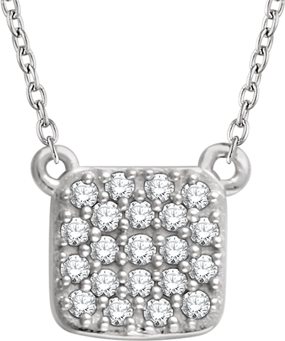 14K White Gold 1/6 CTW Natural Diamond Cluster 16-18" Necklace