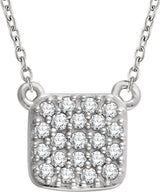 14K White Gold 1/6 CTW Natural Diamond Cluster 16-18" Necklace