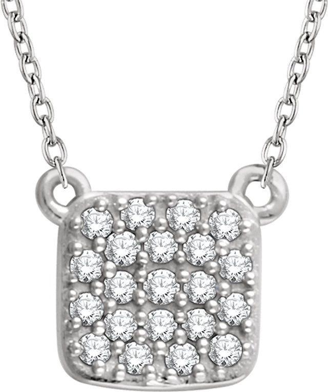 14K White Gold 1/6 CTW Natural Diamond Cluster 16-18" Necklace