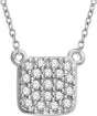 14K White Gold 1/6 CTW Natural Diamond Cluster 16-18" Necklace