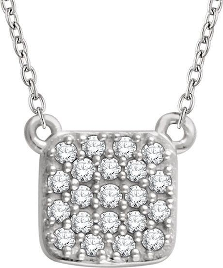 14K White Gold 1/6 CTW Natural Diamond Cluster 16-18" Necklace
