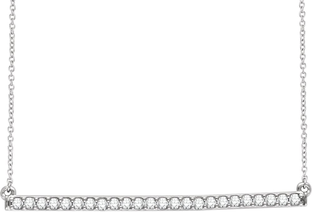 14K White 1/3 CTW Natural Diamond Bar 16-18" Necklace