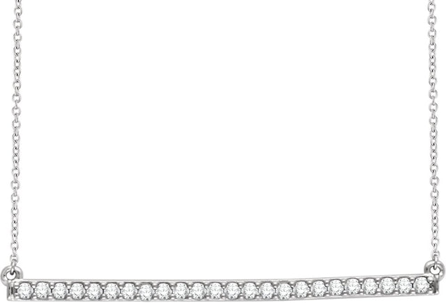 14K White 1/3 CTW Natural Diamond Bar 16-18" Necklace