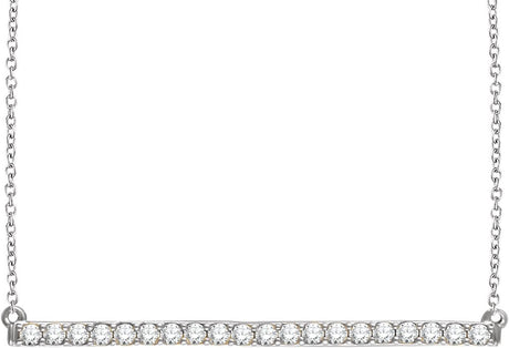 14K White Gold 1/2 CTW Natural Diamond Bar 16-18" Necklace