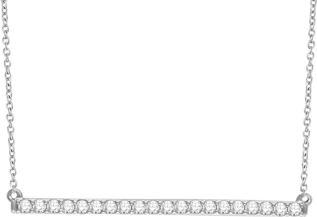 14K White 1/2 CTW Natural Diamond Bar 16-18" Necklace