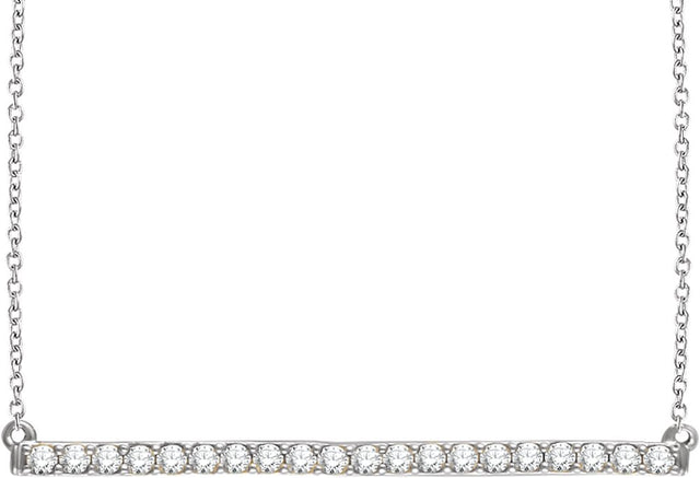 14K White Gold 1/2 CTW Natural Diamond Bar 16-18" Necklace