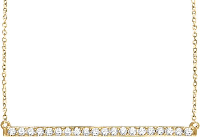14K Yellow Gold 1/2 CTW Natural Diamond Bar 16-18" Necklace