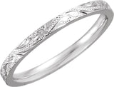 14K White Gold 2 mm Hand-Engraved Band Size 7
